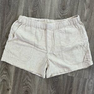 Banana Republic Linen-Blend Elastic Waist Cream Shorts